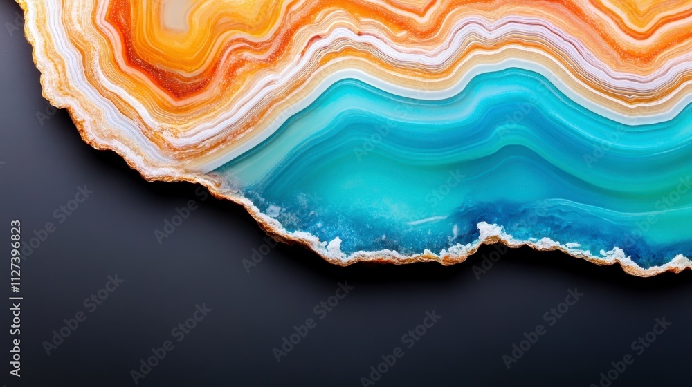 Poster vibrant abstract agate design with flowing colors in a smooth, layered pattern