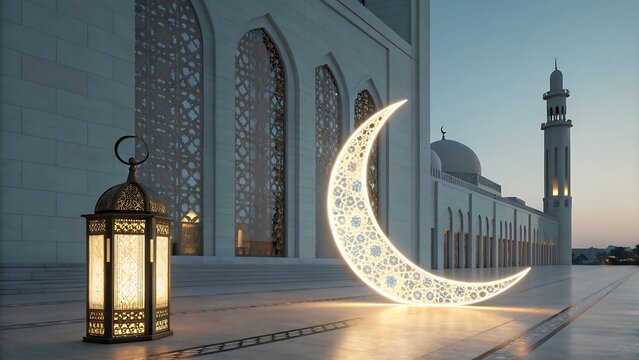 A modern minimalist Ramadan background with clean lines and a serene atmosphere, ideal for peaceful and spiritual designs