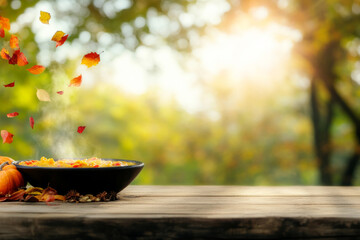 A bowl of food with a lot of leaves and a few carrots on a wooden table