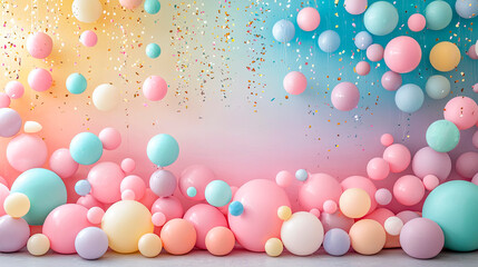 Photo zone with balloons. Selective focus.