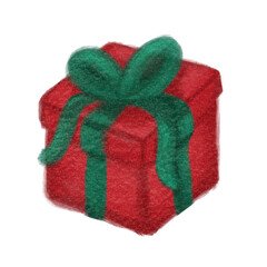 red gift box with green ribbon