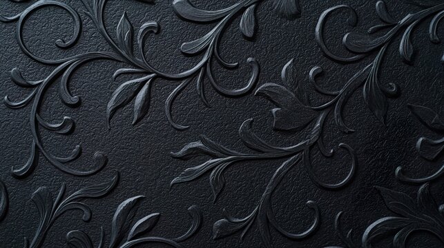 Intricate Black Textured Paper Background Design, Black textured background concept.