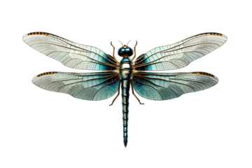 Colorful Dragonfly Detail Isolated on Transparent Background Generative AI