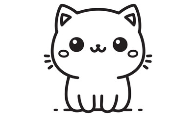 Adorable Cartoon Cat Line Art: Simple, Cute, and Coloring Page Ready