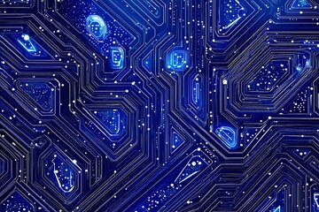 Futuristic vector illustration of a aqua circuit board with intricate digital tech elements, perfect for advanced technology backgrounds.