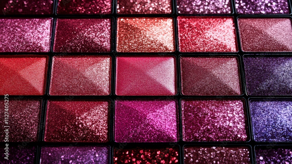 Poster captivating array of shimmering shades in vibrant red and pink hues for artistic expression