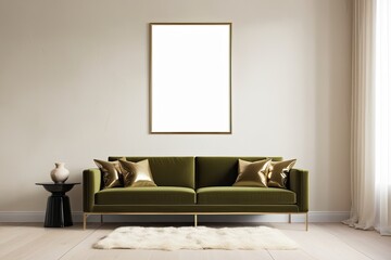 A blank horizontal poster frame mockup wall art