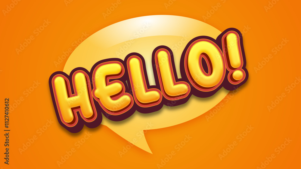 Fototapete hello cartoon bold type 3d editable vector text style effect