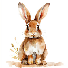 A watercolor of a rabbit, isolated on a white background. Rabbit vector.