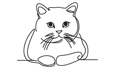 Cartoon vector illustration of a cute kitten silhouette with a playful tail