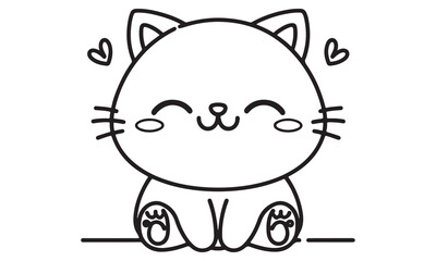 Cartoon cat character sketch with a caught mouse, vector illustration, funny animal design