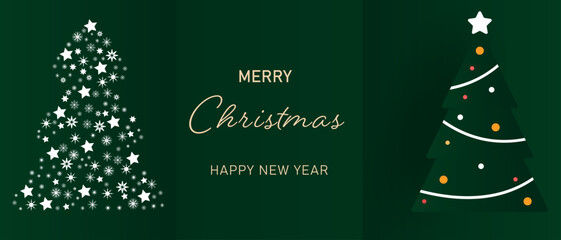 New Year greeting card,invitation template.Christmas tree and snowflakes.
Merry Christmas.