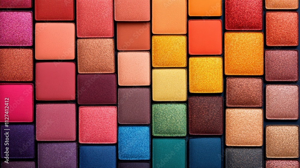 Aufkleber vibrant array of colorful makeup palettes arranged in a stunning artistic display