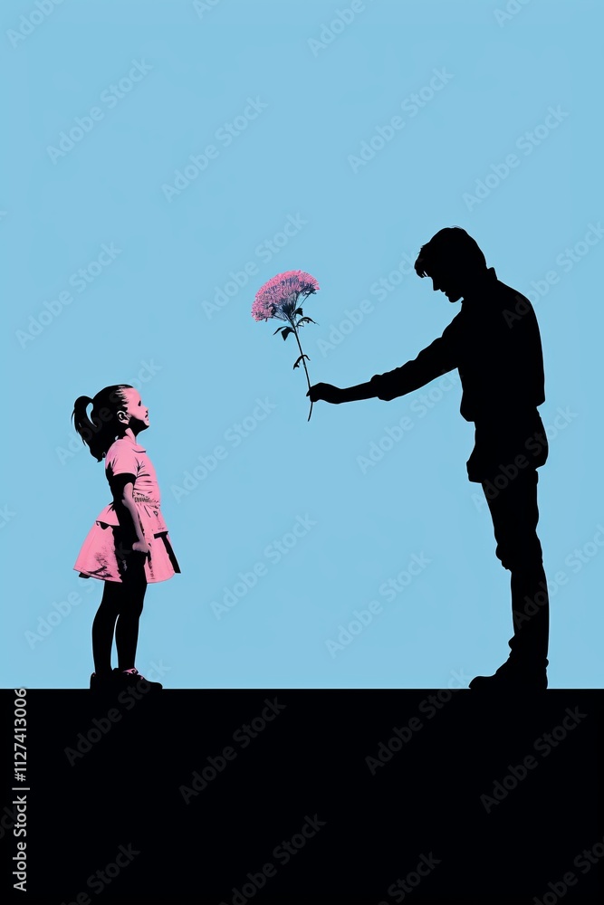 Poster contrasting silhouette art create a person or object outline against a bold background