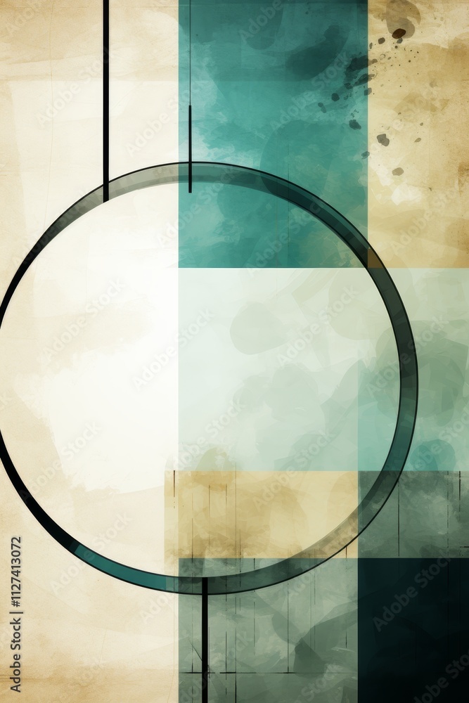 Poster striking abstract background featuring large geometric shapes in contrasting colors with text space