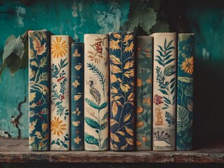 Vintage Artisanal Book Collection with Decorative Covers and Design