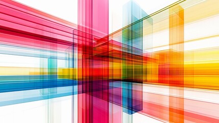 Colorful abstract design featuring vibrant shapes and lines in various hues