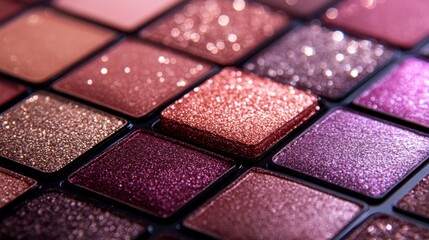 Captivating Shimmer of Pressed Pigments in an Artistic Arrangement for Beauty Enthusiasts