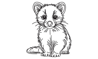 Cartoon white mouse with a long tail, sitting on a white background