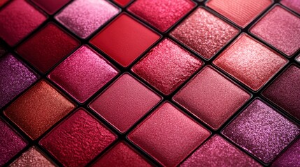 Vibrant Red Shades Create a Stunning Mosaic of Color in Artistic Makeup Display