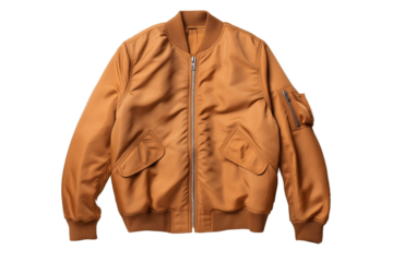 Trendy Men's Bomber Jacket Isolated on Transparent Background.