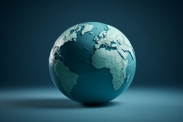 Fototapeta premium Minimalist globe design in blue tones highlighting the significance of geography and exploration