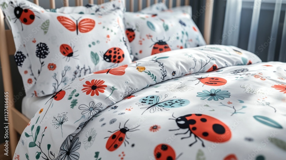 Poster seamless pattern with insects. repeating image for printing on bedding. nature and fauna. cute chara