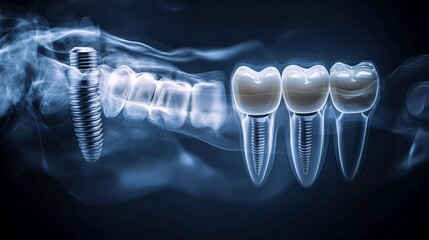 Dental implants and dental restoration process illustrated in detail