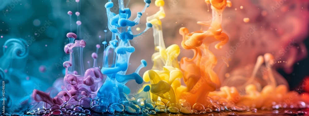 Poster colorful ink explosion creating vibrant abstract patterns