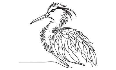 A white heron with a long, yellow beak stands on a branch over water, surrounded by other birds and wildlife