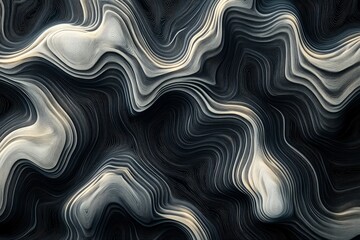 Obraz premium Topographic lines flowing and creating abstract shapes on a dark background
