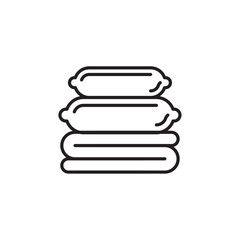 Bed linen set with pillows icon Vector flat thin line illustration