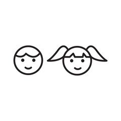 Boy and girl icon Vector flat thin line illustration