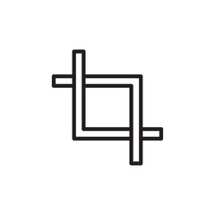 Crop tool icon Vector flat thin line illustration