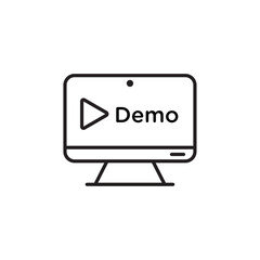 Demo video icon Vector flat thin line illustration