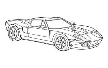 Naklejka premium Outline car vector drawing concept design.Vehicle outline sketch illustration isolated on white background.car line art for coloring book.Car icon set.Transport symbol.Vector illustration.