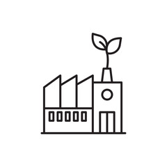 Green factory icon Vector flat thin line illustration