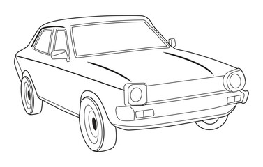 Fototapeta premium Outline car vector drawing concept design.Vehicle outline sketch illustration isolated on white background.car line art for coloring book.Car icon set.Transport symbol.Vector illustration.