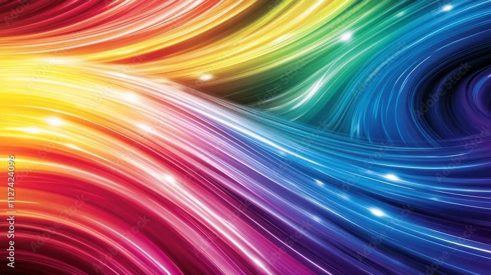 Poster colorful swirling waves create a vibrant abstract design in a dynamic composition