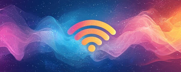 Colorful abstract design featuring a vibrant wifi signal icon