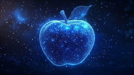 Glowing Blue Apple Particle Effect  Digital Fruit  Technology  Nature