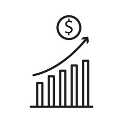 Investment growth icon Vector flat thin line illustration