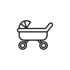 Jogging stroller icon Vector flat thin line illustration