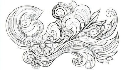 Fototapeta premium Intricate black and white floral design.