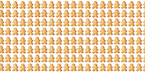 pattern of cookies in the shape of a gingerbread man on a white background