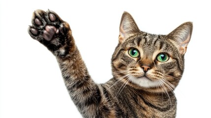 Obraz premium Curious tabby cat with green eyes