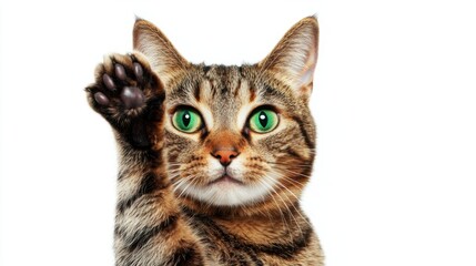 Fototapeta premium Curious tabby cat with green eyes