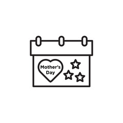 Mothers day calendar icon Vector flat thin line illustration