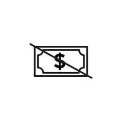 No money icon Vector flat thin line illustration