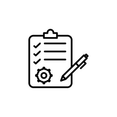 Project management icon Vector flat thin line illustration